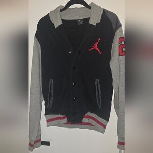 Jordan Black & Gray Varsity Jacket with Red Jumpman